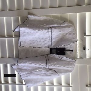 Open lightweight jacket, white with black piping